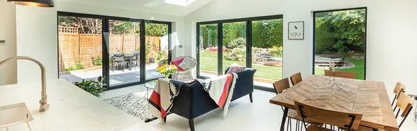 Bifold doors opening onto a garden
