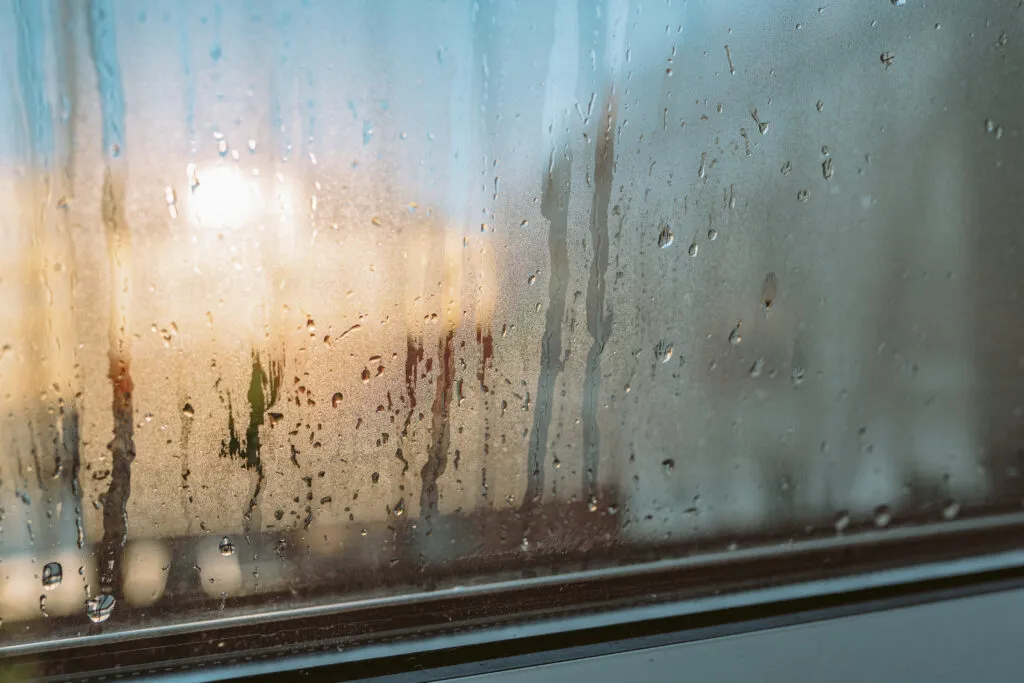 Window condensation on double glazing
