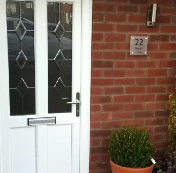 Stylish modern wooden front door