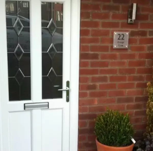 Stylish modern wooden front door