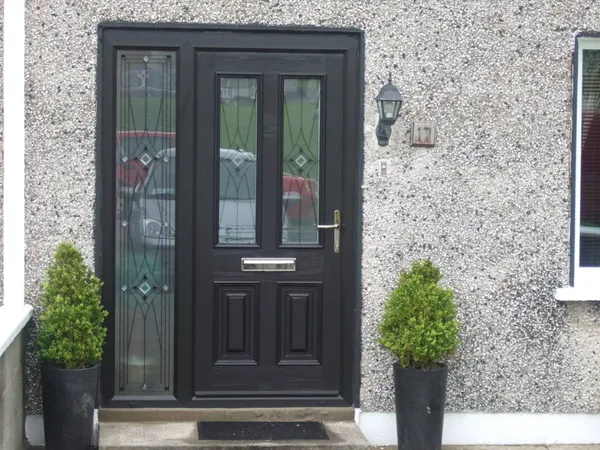 Stylish composite door on a house